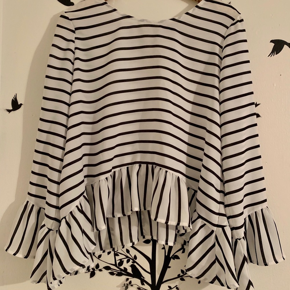 Striped Peplum Blouse - Picture 2 of 6